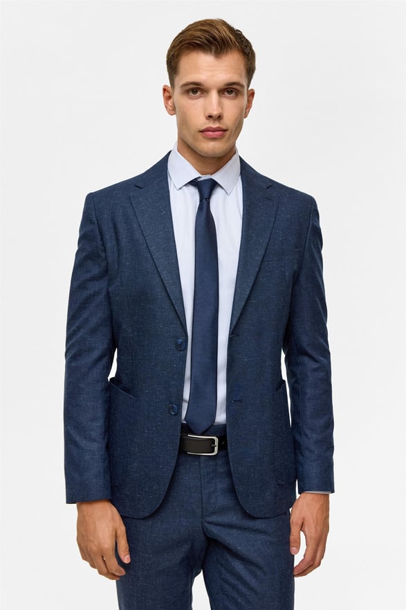 Lacivert Slim Desenli Mono Yaka 6 Drop Takım Elbise