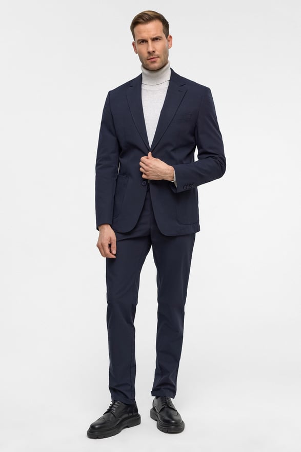 Lacivert Slim Desenli Mono Yaka 6 Drop Takım Elbise