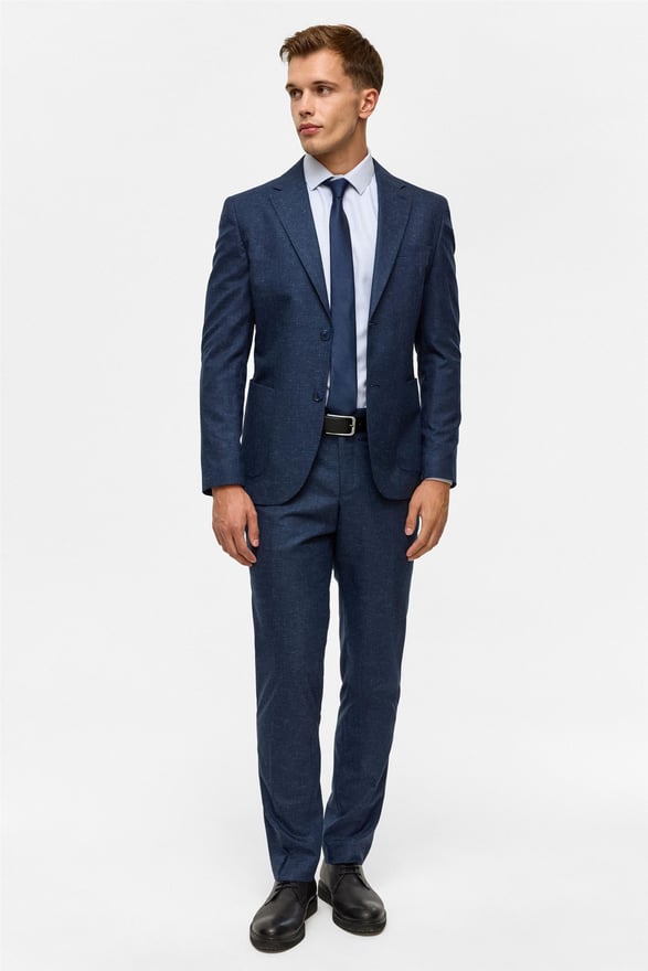 Lacivert Slim Desenli Mono Yaka 6 Drop Takım Elbise