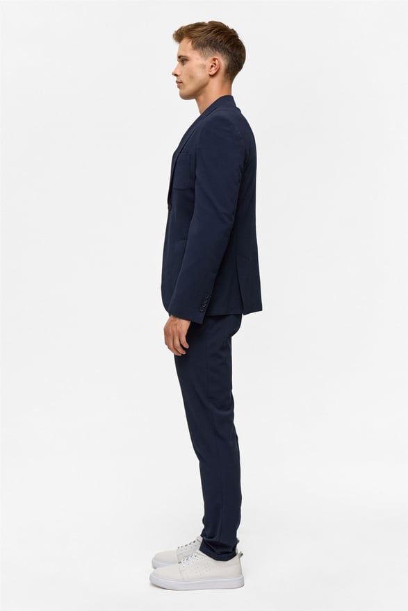 Lacivert Slim Desenli Sivri Yaka 6 Drop Jogger Pantolon