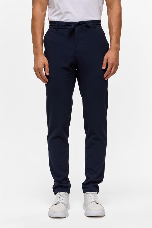 Lacivert Slim Desenli Sivri Yaka 6 Drop Jogger Pantolon