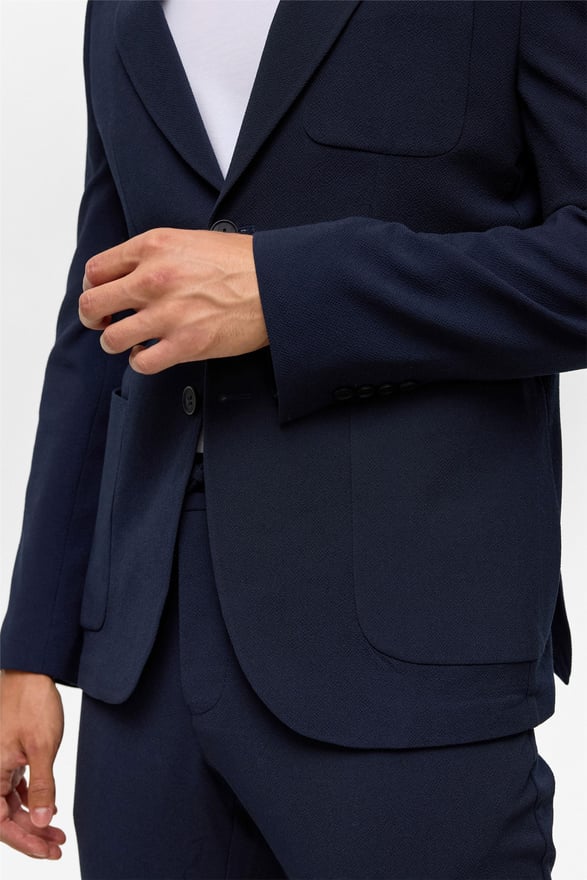 Lacivert Slim Desenli Sivri Yaka 6 Drop Jogger Pantolon