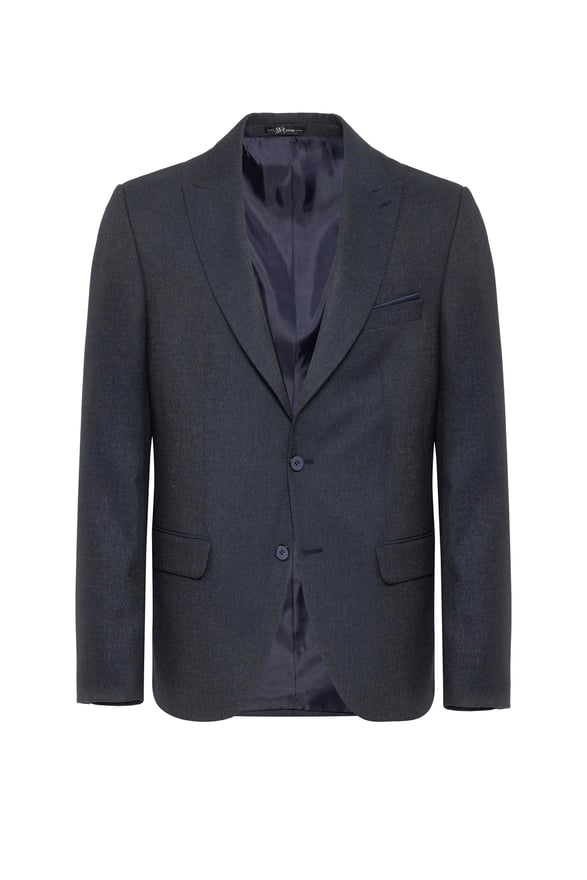 Lacivert Slim Desenli Sivri Yaka 6 Drop Takım Elbise