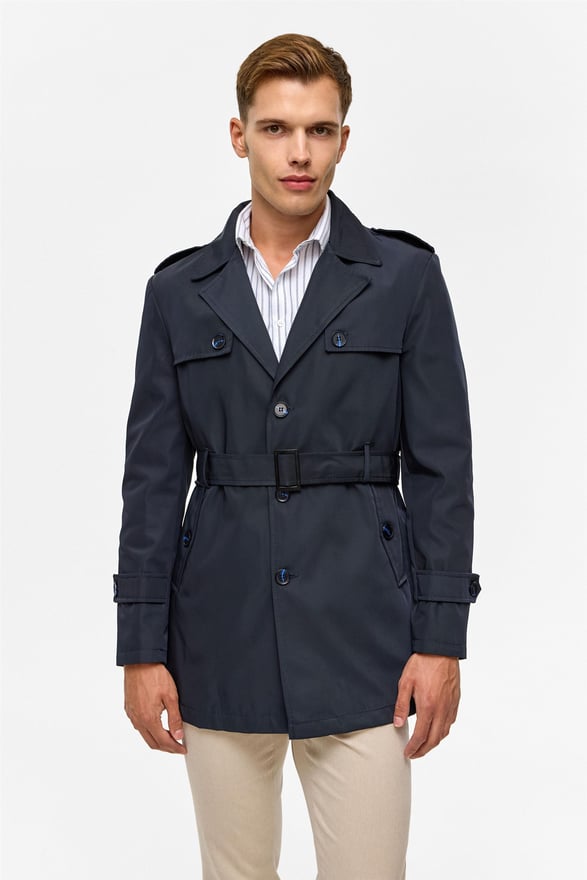 Lacivert Slim Düz Mont