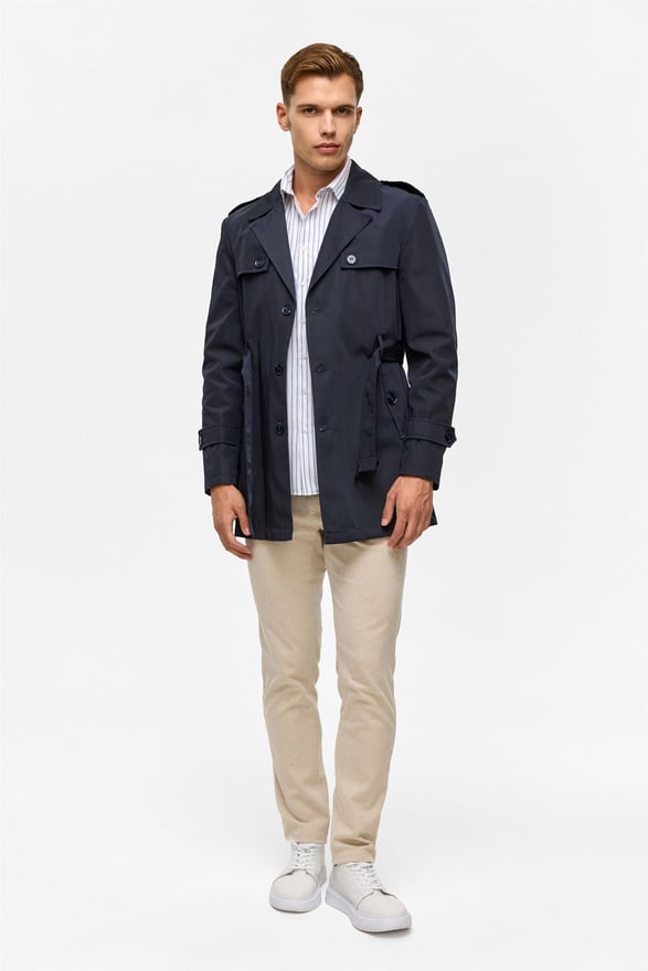 Lacivert Slim Düz Mont