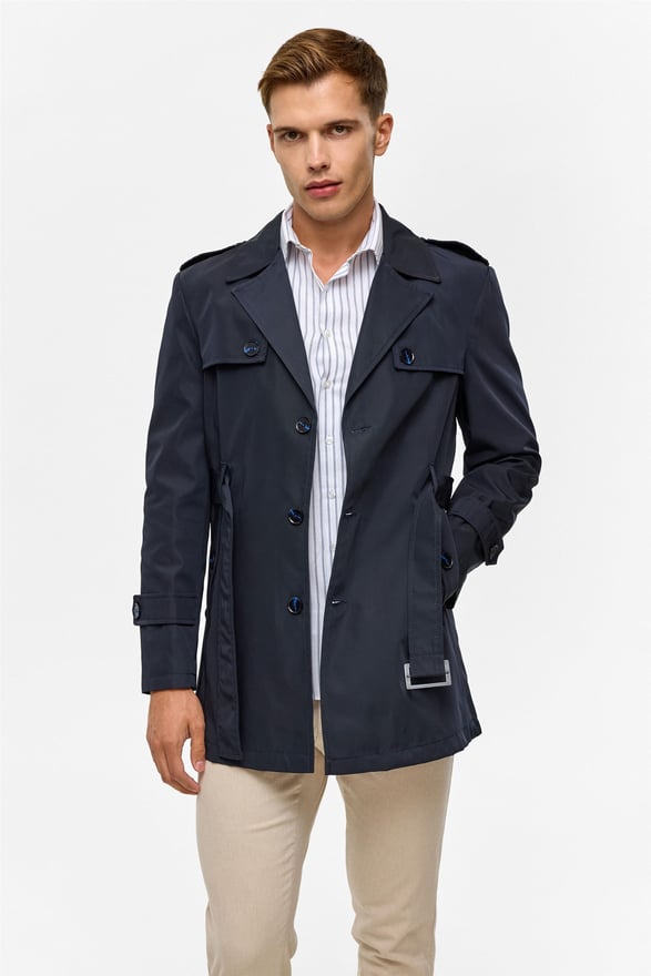 Lacivert Slim Düz Mont