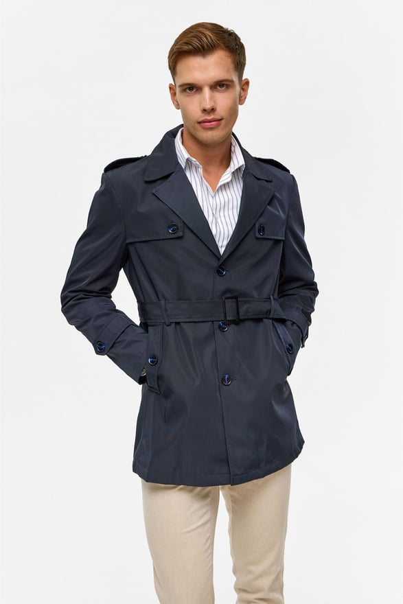 Lacivert Slim Düz Mont