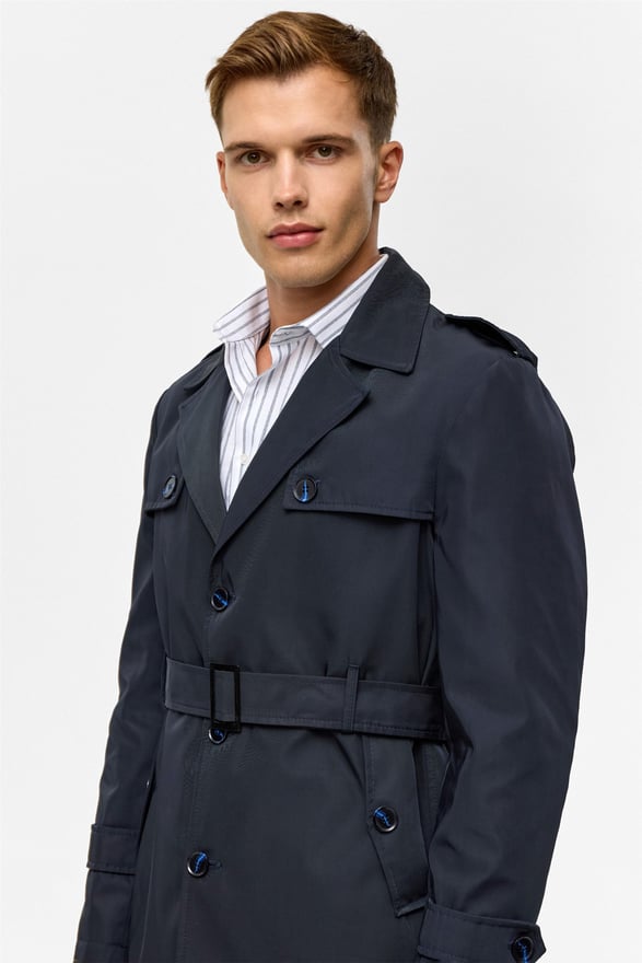 Lacivert Slim Düz Mont