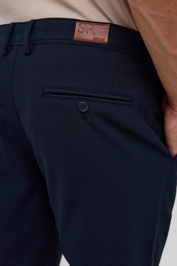 Lacivert Slim Fit Desenli Kumaş Pantolon