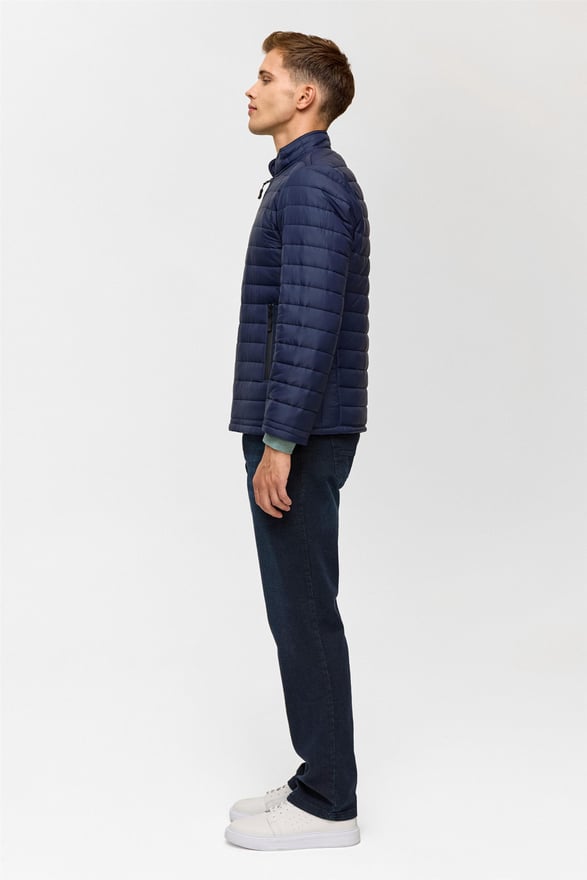 Lacivert Slim Kapitone Mont