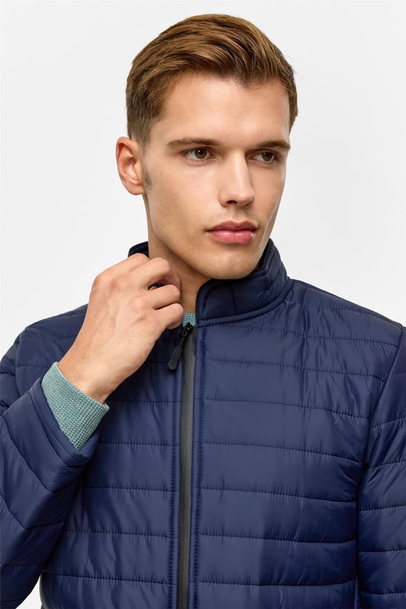 Lacivert Slim Kapitone Mont