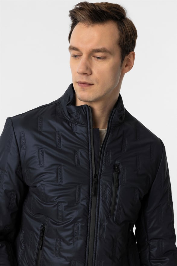 Lacivert Slim Kapitone Mont