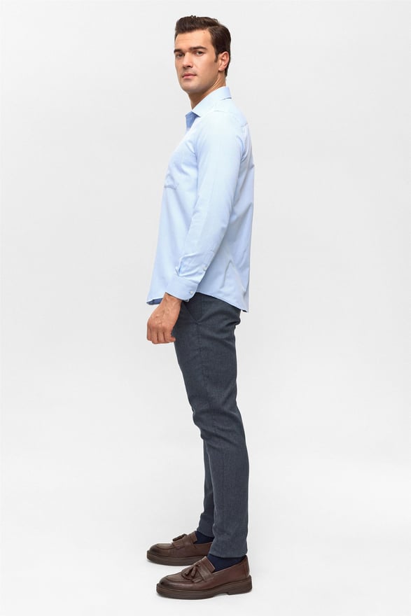 Mavi Regular Desenli Klasik Yaka Gömlek