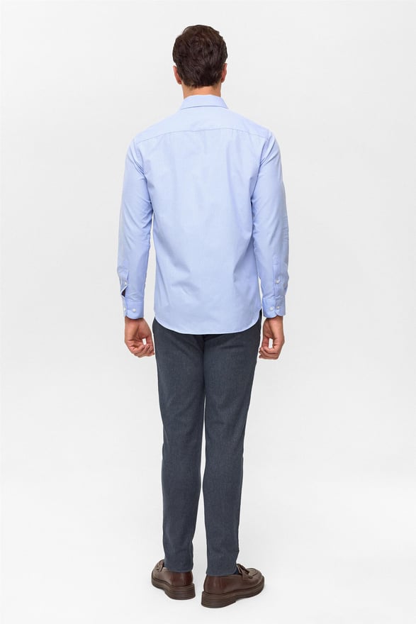 Mavi Regular Desenli Klasik Yaka Gömlek