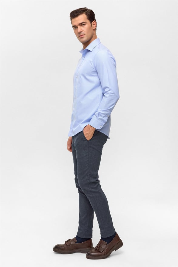 Mavi Regular Desenli Klasik Yaka Gömlek