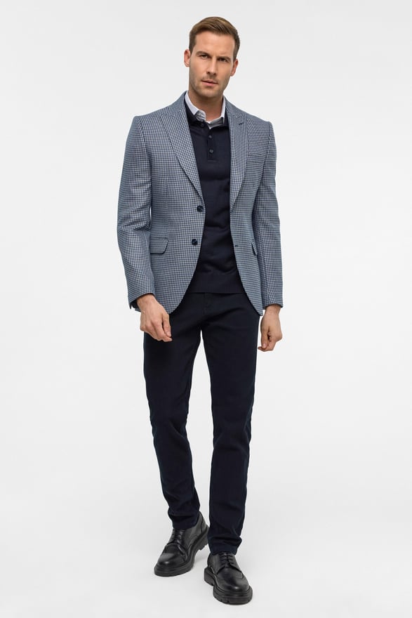 Parlament Mavi Slim Sivri Yaka 6 Drop Ceket