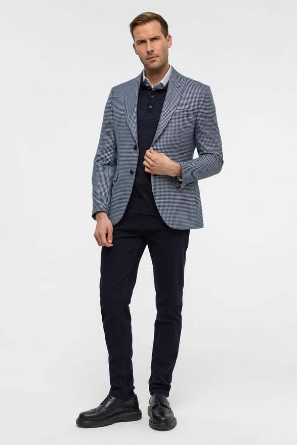 Parlament Mavi Slim Sivri Yaka 6 Drop Ceket