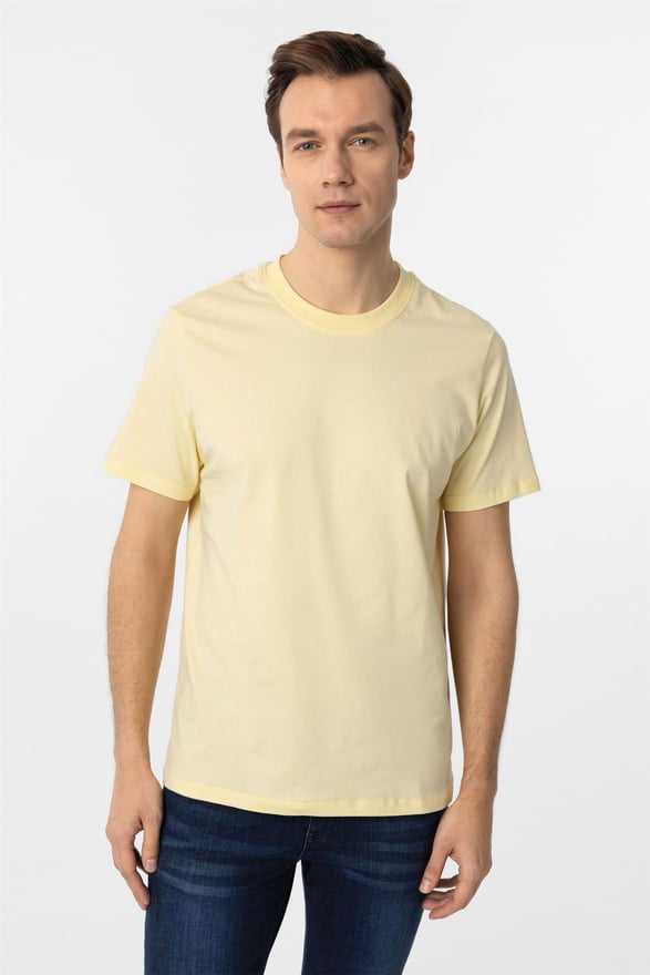 Sarı Regular Düz O Yaka Tişört
