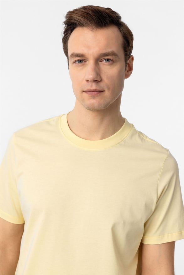 Sarı Regular Düz O Yaka Tişört