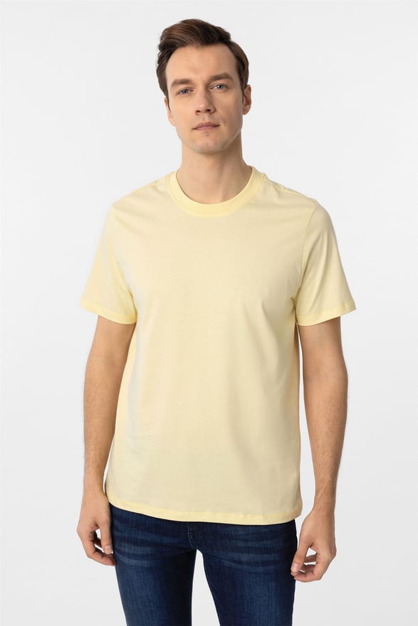 Sarı Regular Düz O Yaka Tişört