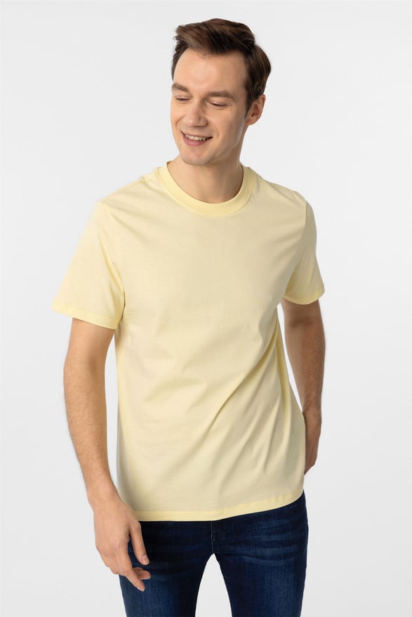 Sarı Regular Düz O Yaka Tişört