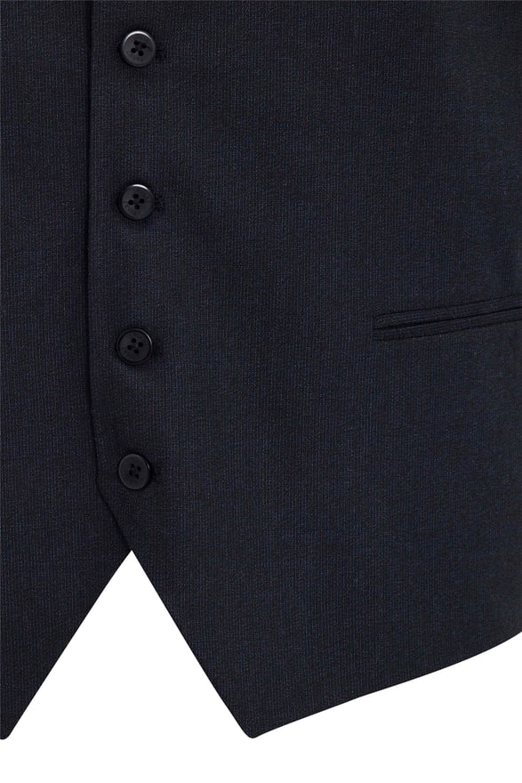 Siyah Regular Armürlü Sivri Yaka 4 Drop Yelekli Klasik Takım Elbise