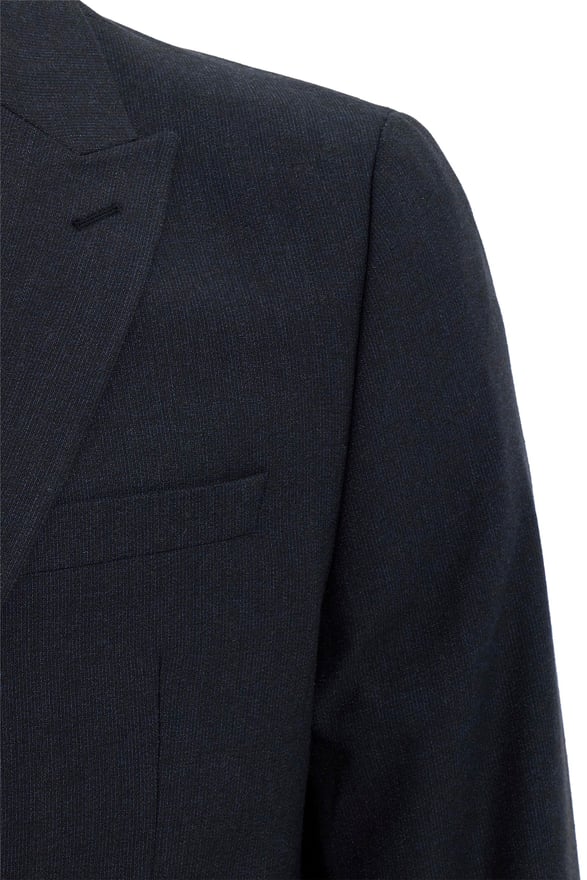 Siyah Regular Armürlü Sivri Yaka 4 Drop Yelekli Klasik Takım Elbise