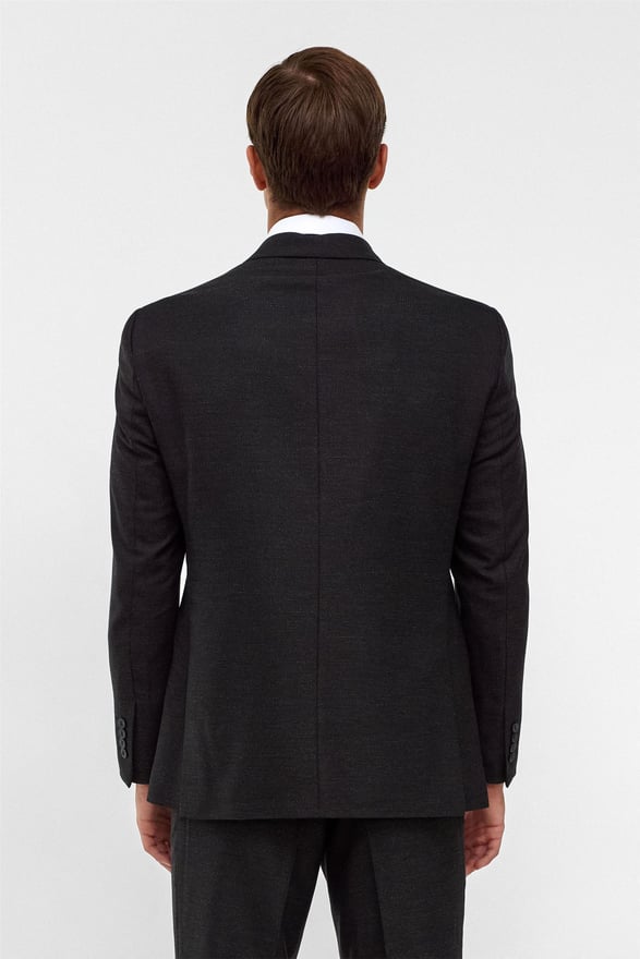 Siyah Regular Armürlü Sivri Yaka 6 Drop Takım Elbise