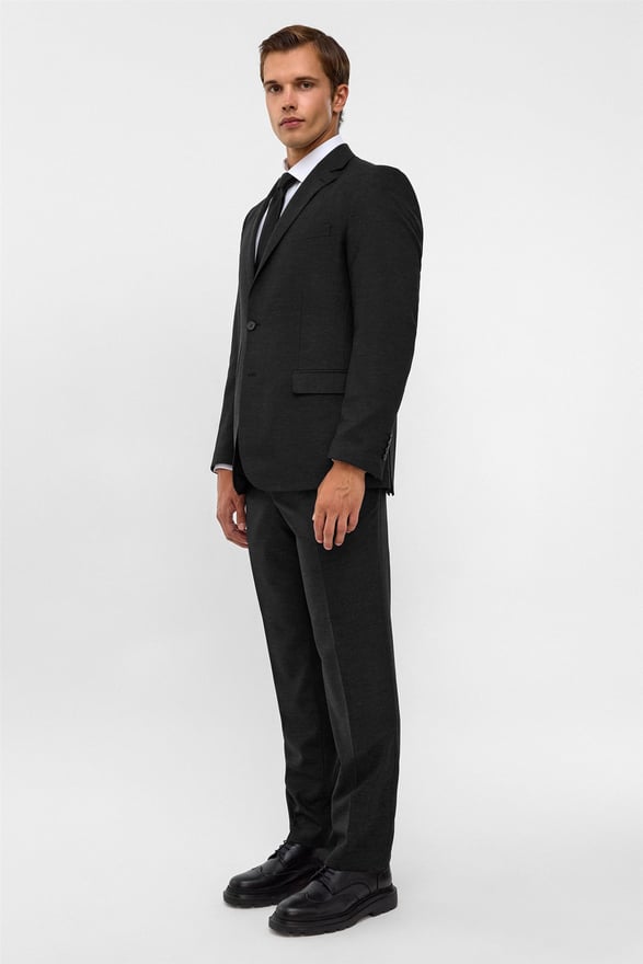 Siyah Regular Armürlü Sivri Yaka 6 Drop Takım Elbise