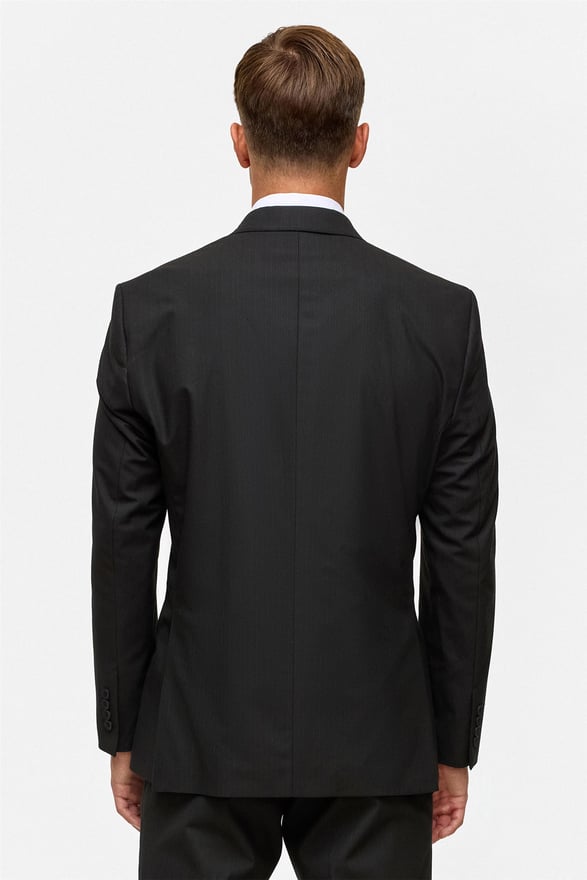 Siyah Regular Çizgili Kruvaze Yaka 6 Drop Takım Elbise