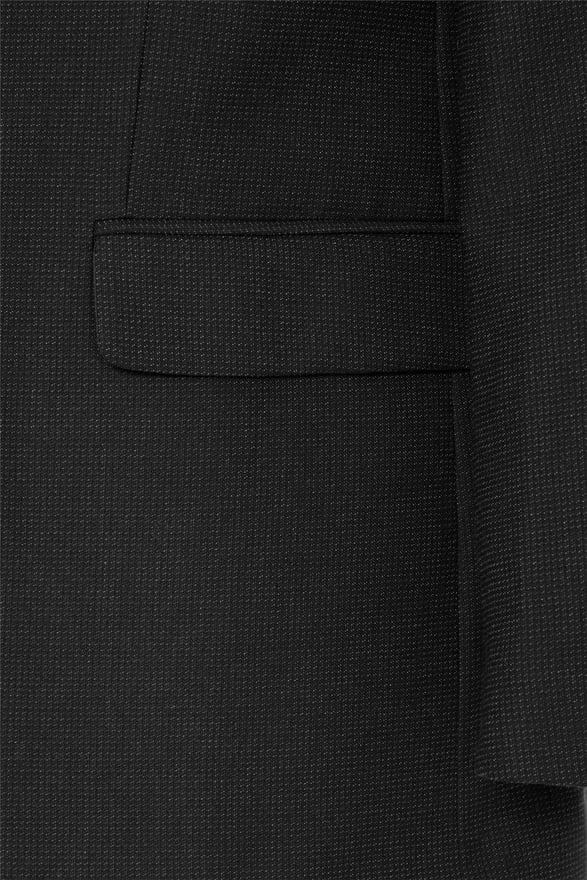 Siyah Regular Desenli Mono Yaka 4 Drop Takım Elbise