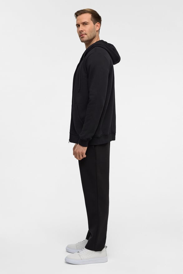 Siyah Regular Düz Bisiklet Yaka Sweatshirt