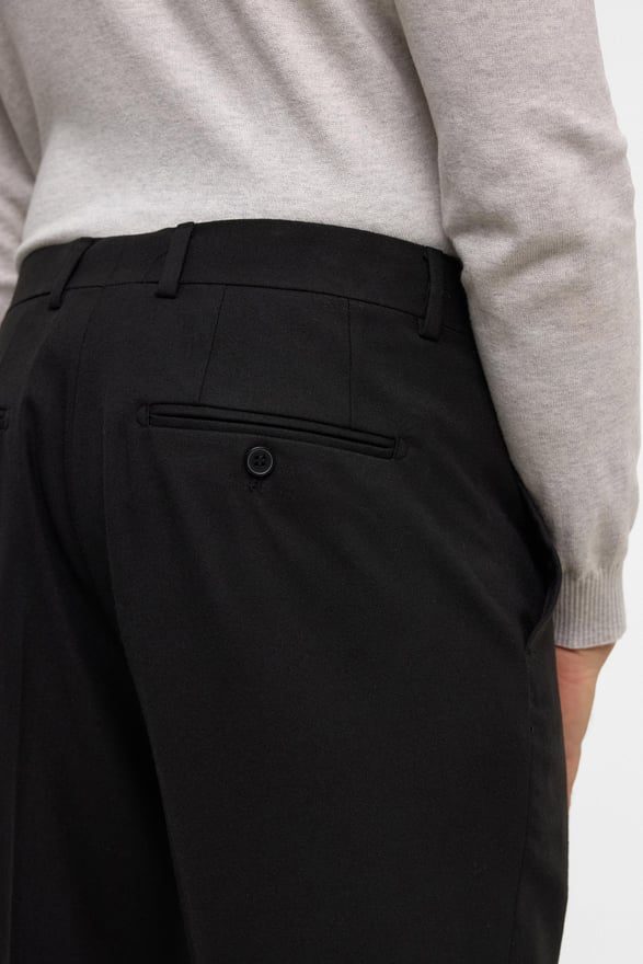 Siyah Regular Düz Pantolon