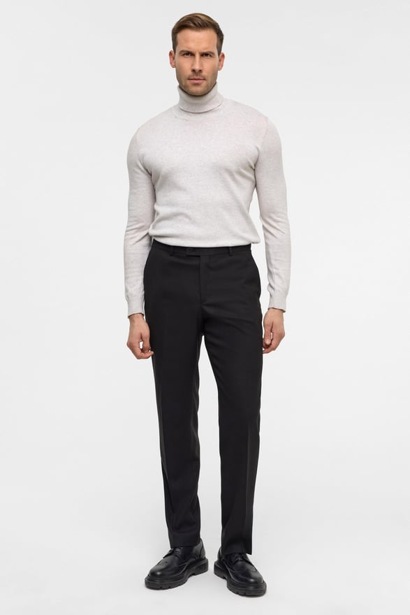 Siyah Regular Düz Pantolon