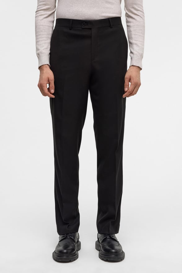 Siyah Regular Düz Pantolon