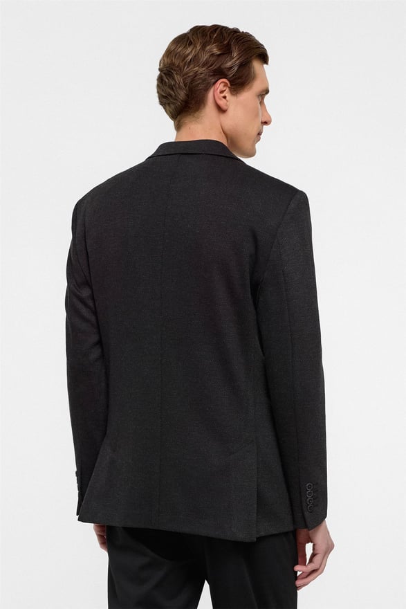 Siyah Regular Fit Mono Yaka 6 Drop Ceket