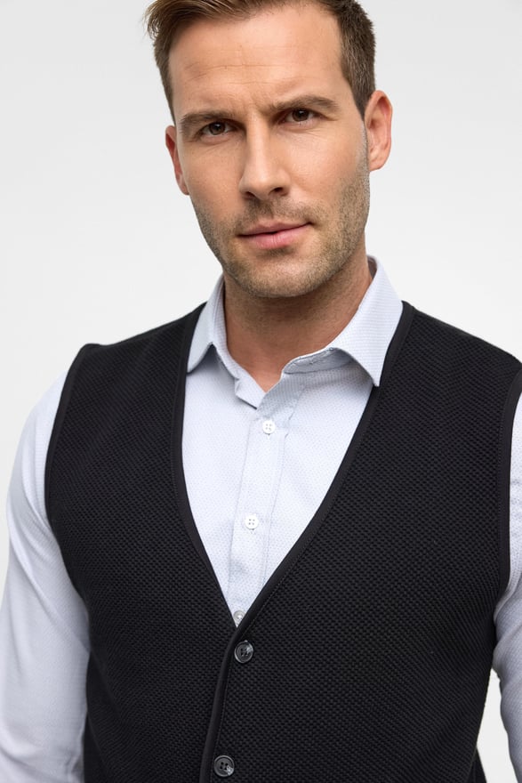 Siyah Regular Kapitone V Yaka Yelek