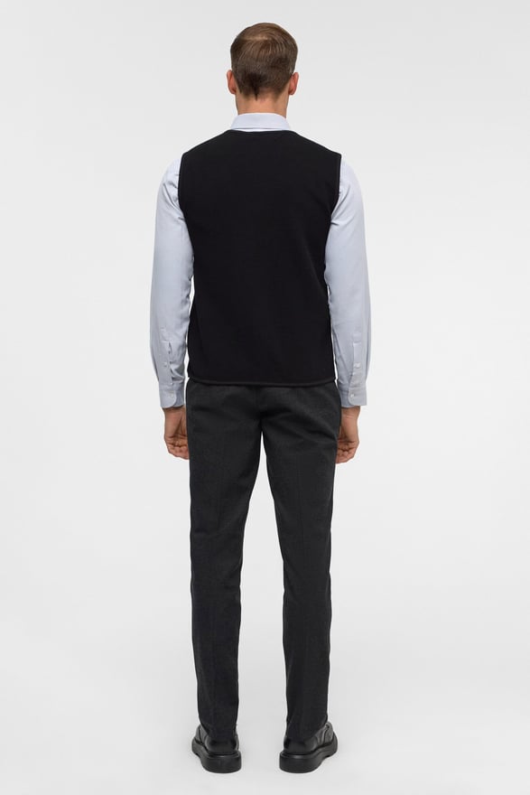 Siyah Regular Kapitone V Yaka Yelek