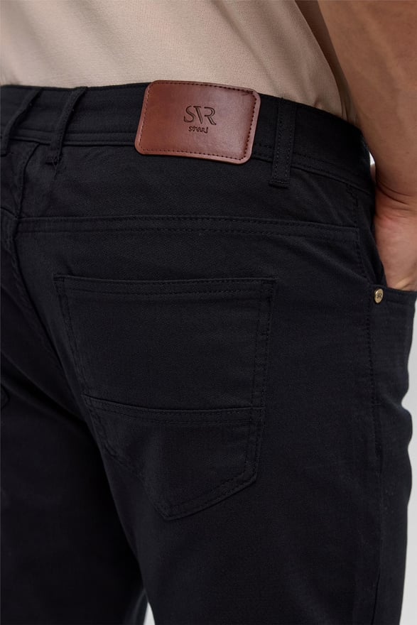 Siyah Slim 5 Cep Kalıp Armürlü Pantolon