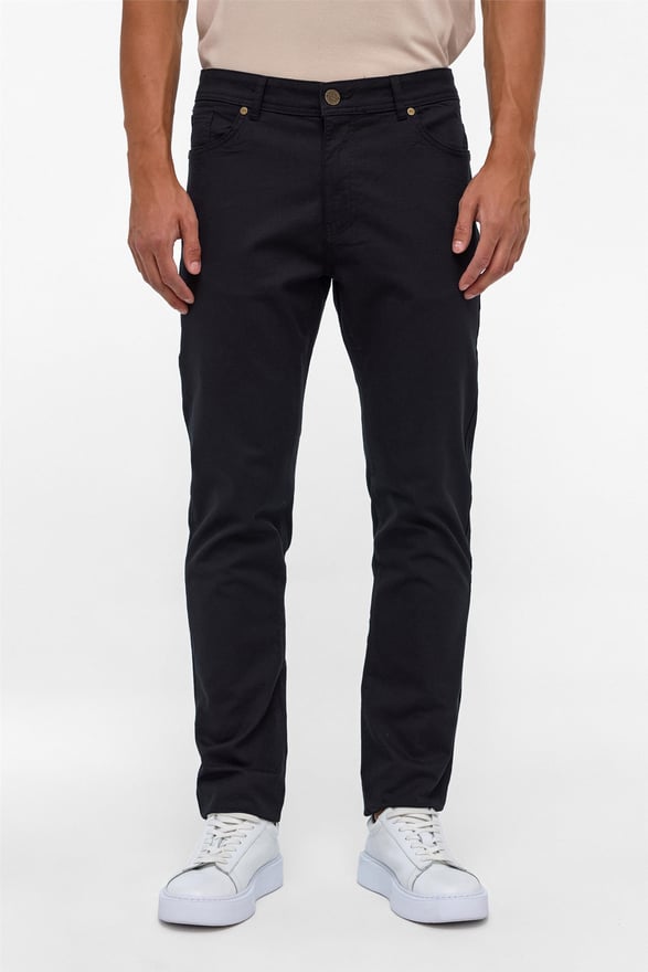 Siyah Slim 5 Cep Kalıp Armürlü Pantolon