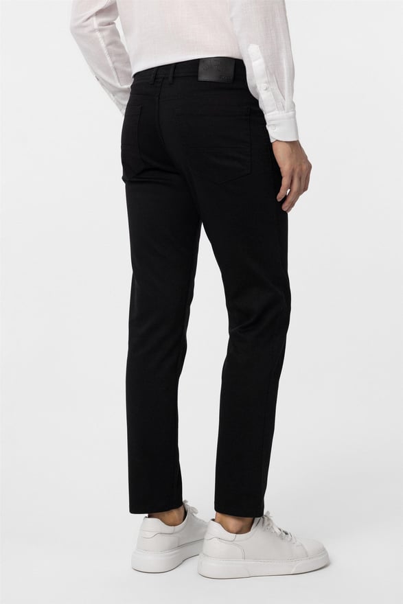 Siyah Slim 5 Cep Kalıp Armürlü Pantolon