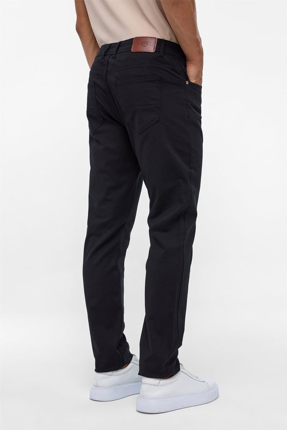 Siyah Slim 5 Cep Kalıp Armürlü Pantolon