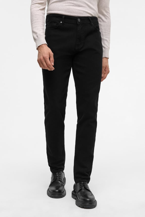 Siyah Slim 5 Cep Kalıp Düz Pantolon