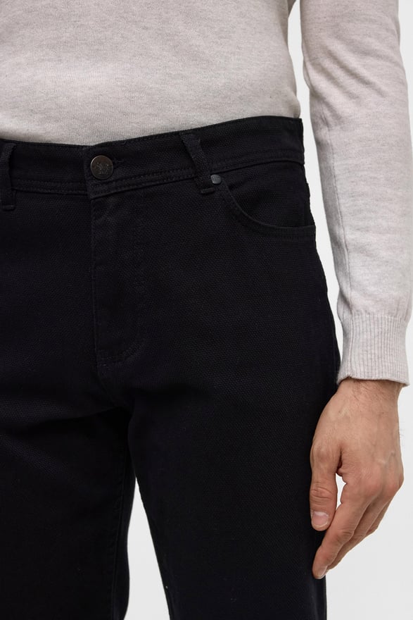 Siyah Slim 5 Cep Kalıp Düz Pantolon