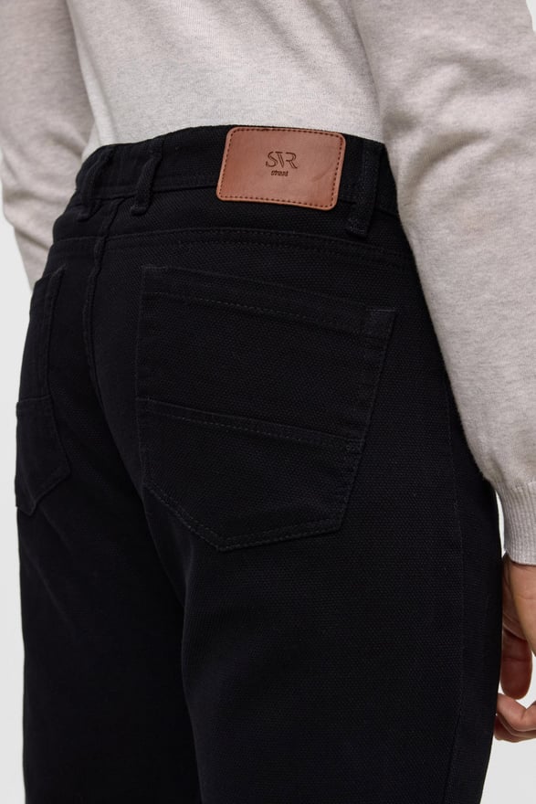 Siyah Slim 5 Cep Kalıp Düz Pantolon