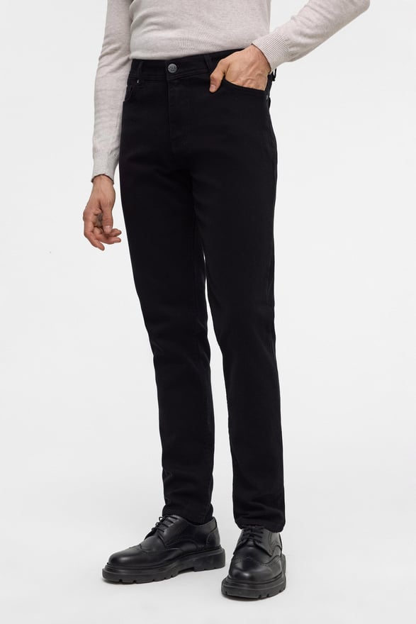 Siyah Slim 5 Cep Kalıp Düz Pantolon