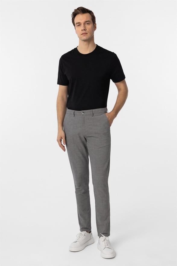 Siyah Slim Armürlü Pantolon