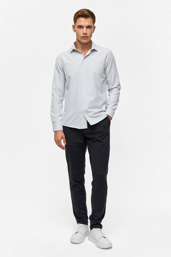 Siyah Slim Desenli Klasik Yaka Gömlek