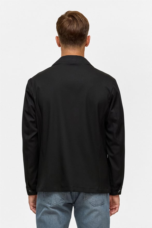 Siyah Slim Desenli Klasik Yaka Mont