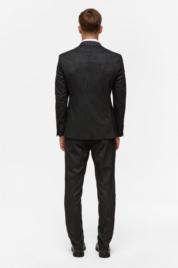 Siyah Slim Desenli Mono Yaka 6 Drop Takım Elbise